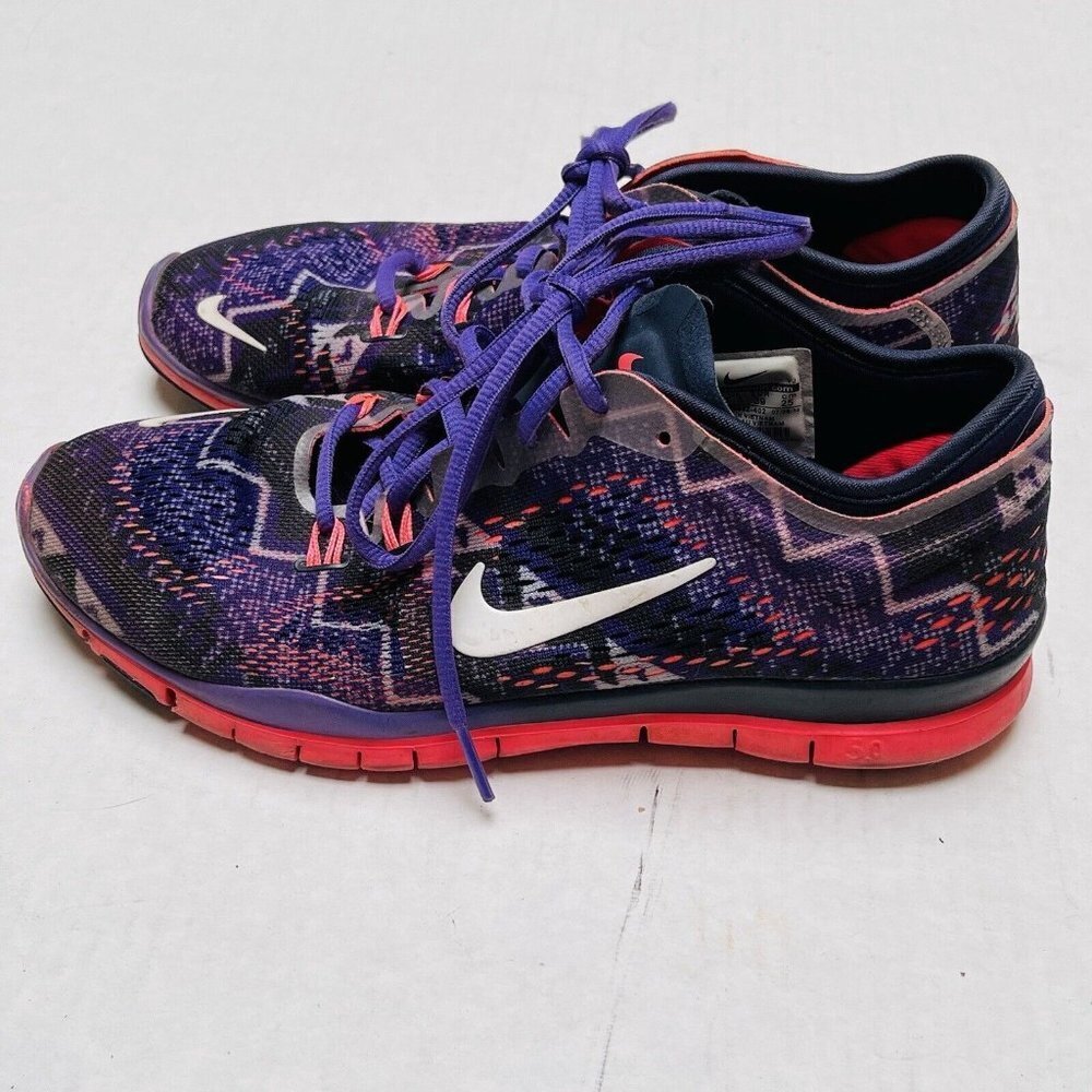 Nike Free TR Fit 4 Lace Up Running Shoes Womens 8 Purple Black Active Athletic